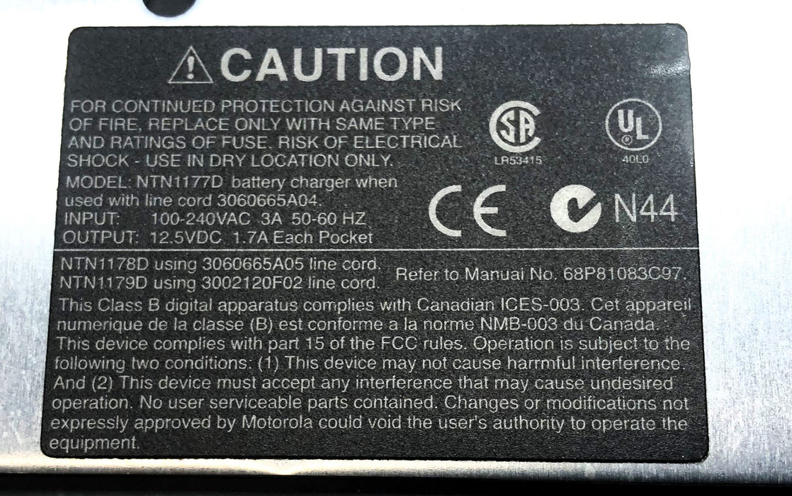 Motorola 6-Bay Radio Battery Charger (No Power Cord) NTN1177D USED