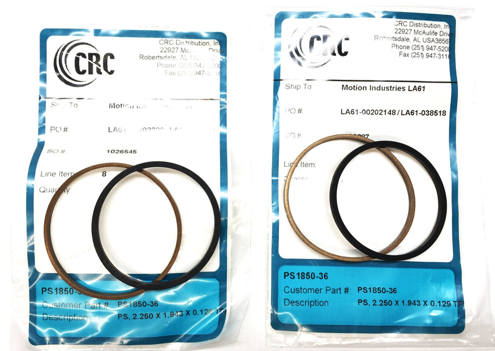 CRC 2.250 X 1.943 X 0.129TFI Piston Seal Kit (2pcs) PS1850-36 [Lot of 2] NOS