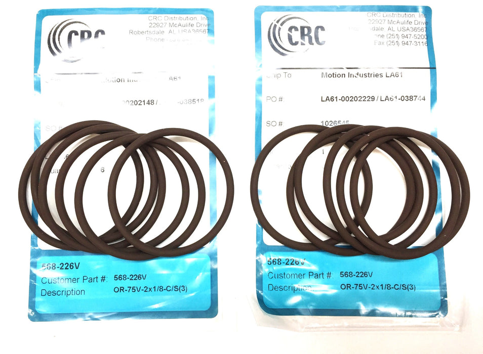 CRC OR-75V-2x1/8-C/S(3) Fluorocarbon O-Ring Pack (6pcs) 568-226V [Lot of 2] NOS
