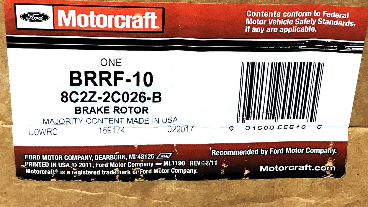 Motorcraft Brake Rotor BRRF-10 (8C2Z-2C026-B) (NOS)