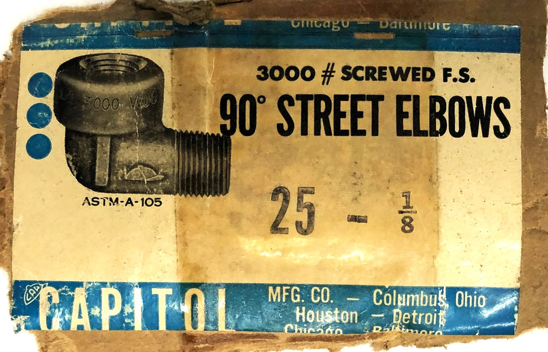 Capitol 3000# Screwed FS 1/8 Inch 90 DEG Street Elbow ASTM-A105 [Lot of 11] NOS