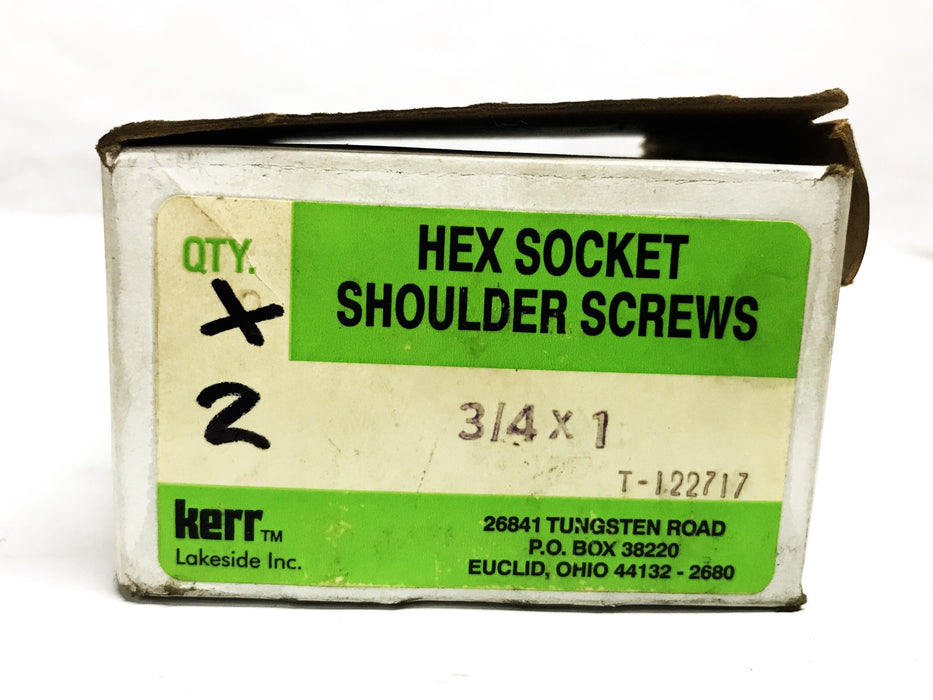 Kerr 3/4 inch x 1 inch Hex Socket Shoulder Bolt T122717 [Lot of 2] NOS