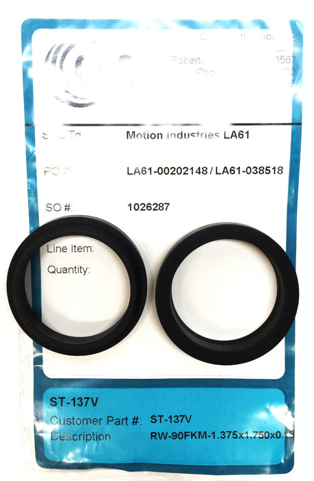 CRC RW-90FKM-1.375x1.750x0.18 Fluorocarbon Wiper Ring ST-137V [Lot of 2] NOS