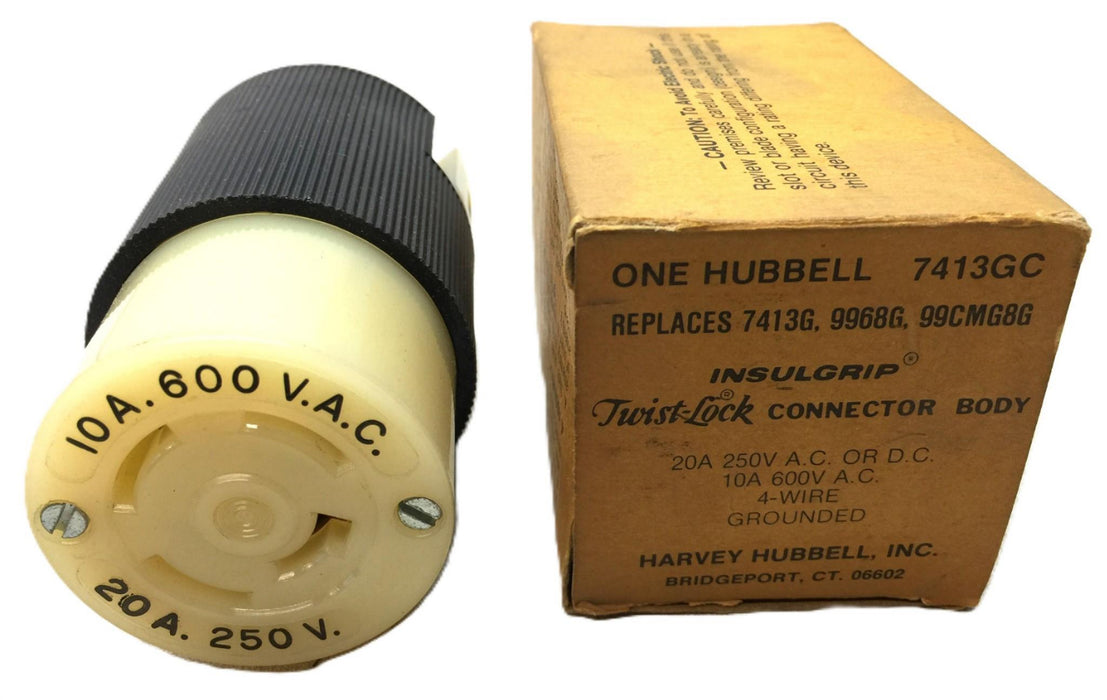 Hubbell Insulgrip Twist-Lock Connector Body 7413GC (7431G,9968G,99CMG8G) NOS