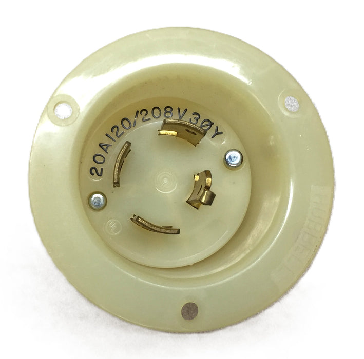 Hubbell 20A/120/208VAC 4-Pole/Wire Nylon Casing Twist-Lock Flanged Inlet 7408-C