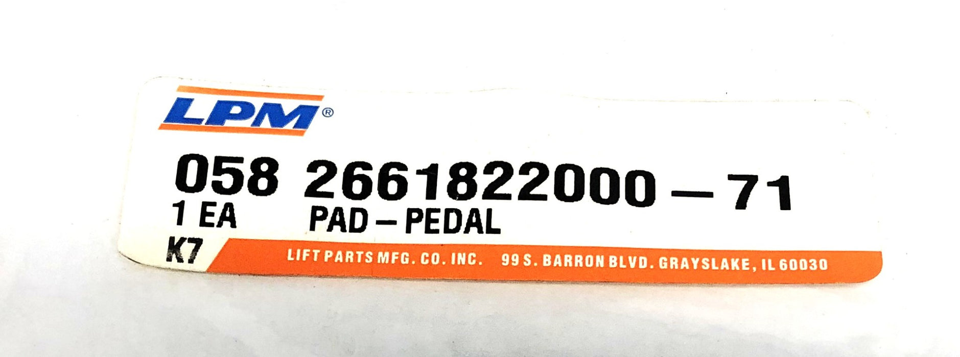 LPM Forklift Pedal Pad 2661822000-71 NOS