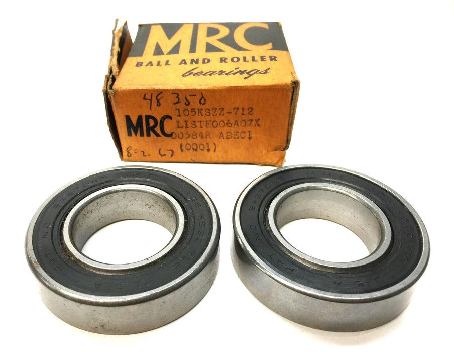 MRC Cylindrical Rubber Seal Roller Bearing 105KSZZ [Lot of 2] NOS