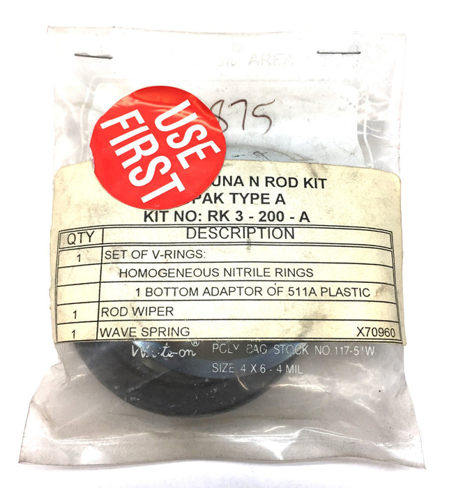 Nopak Class 3 Type A Buna N Rod Kit RK3-200-A NOS