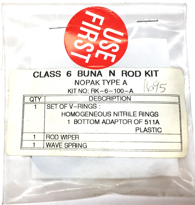 Nopak Class 6 Type A Buna N Rod Repair Kit RK-6-100-A NOS