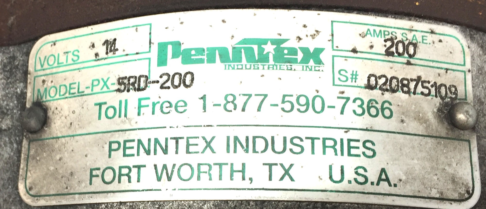 Penntex 200A/14V Alternator PX-5RD-200 (PX5RD200) USED