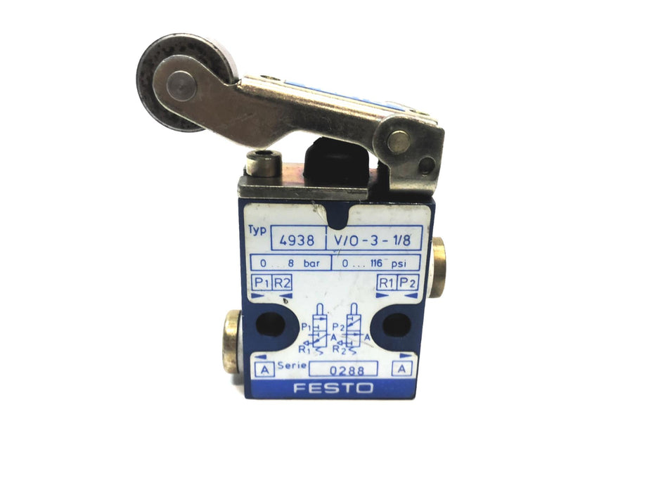 Festo V/O-3-1/8 Valve Limit Switch W/ Roller Lever 4938 (4936) USED