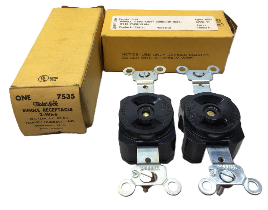Harvey Hubbell 2-Wire Single Receptacle HBL7535 [Lot of 2] NOS
