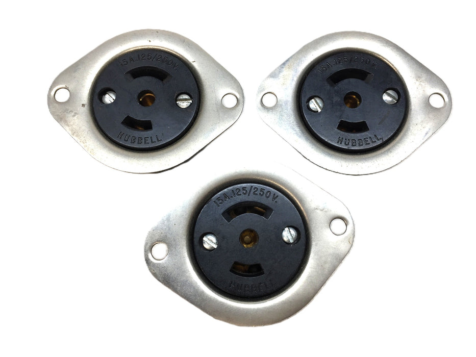 Hubbell 15A/125V Twist-Lock Flanged Receptacle HBL7596 [Lot of 3] NOS