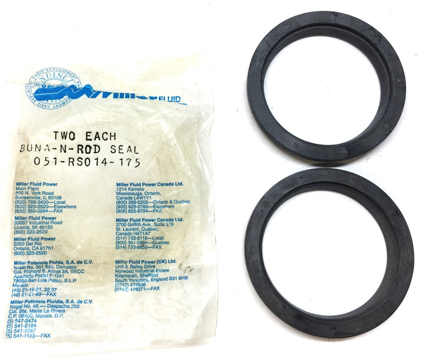 Miller Fluid Power Buna-N-Rod Seal Pack (2pcs) 051-RS014-175 NOS