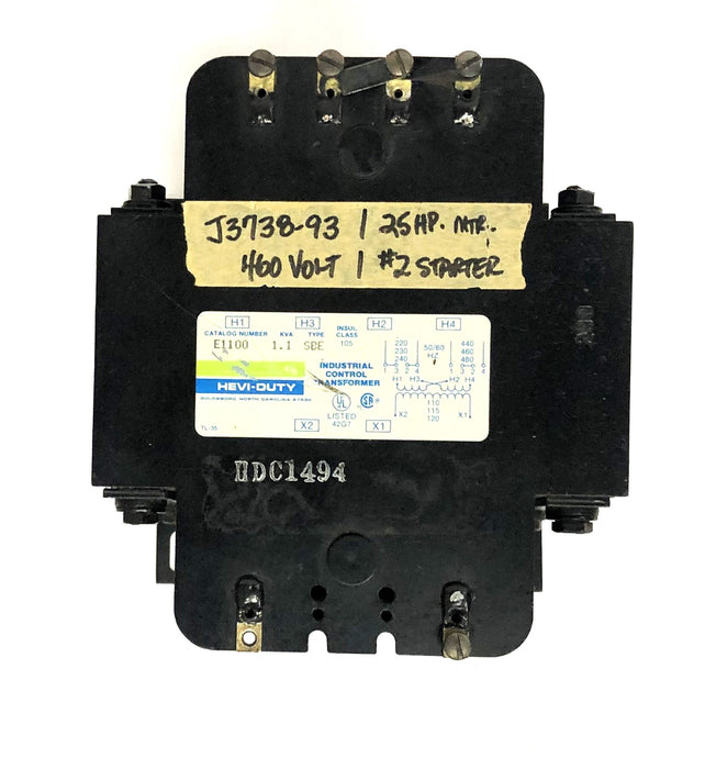 Hevi-Duty KVA Class 105 Type SBE 1.1 Industrial Control Transformer E1100 USED