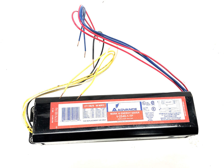 Advance Rapid Start Ballast Mark III Energy Saver V2S401TP [Lot of 2] NOS