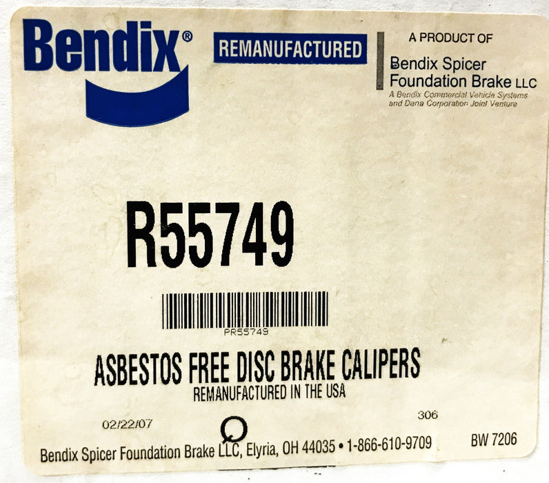 Bendix Asbestos Free Brake Caliper R55749 REMANUFACTURED
