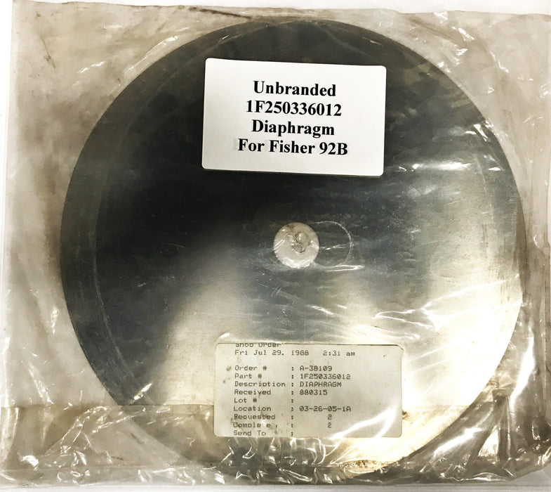 Unbranded 10 inch Metal Diaphragm for Fisher 92B Valve 1F250336012 NOS