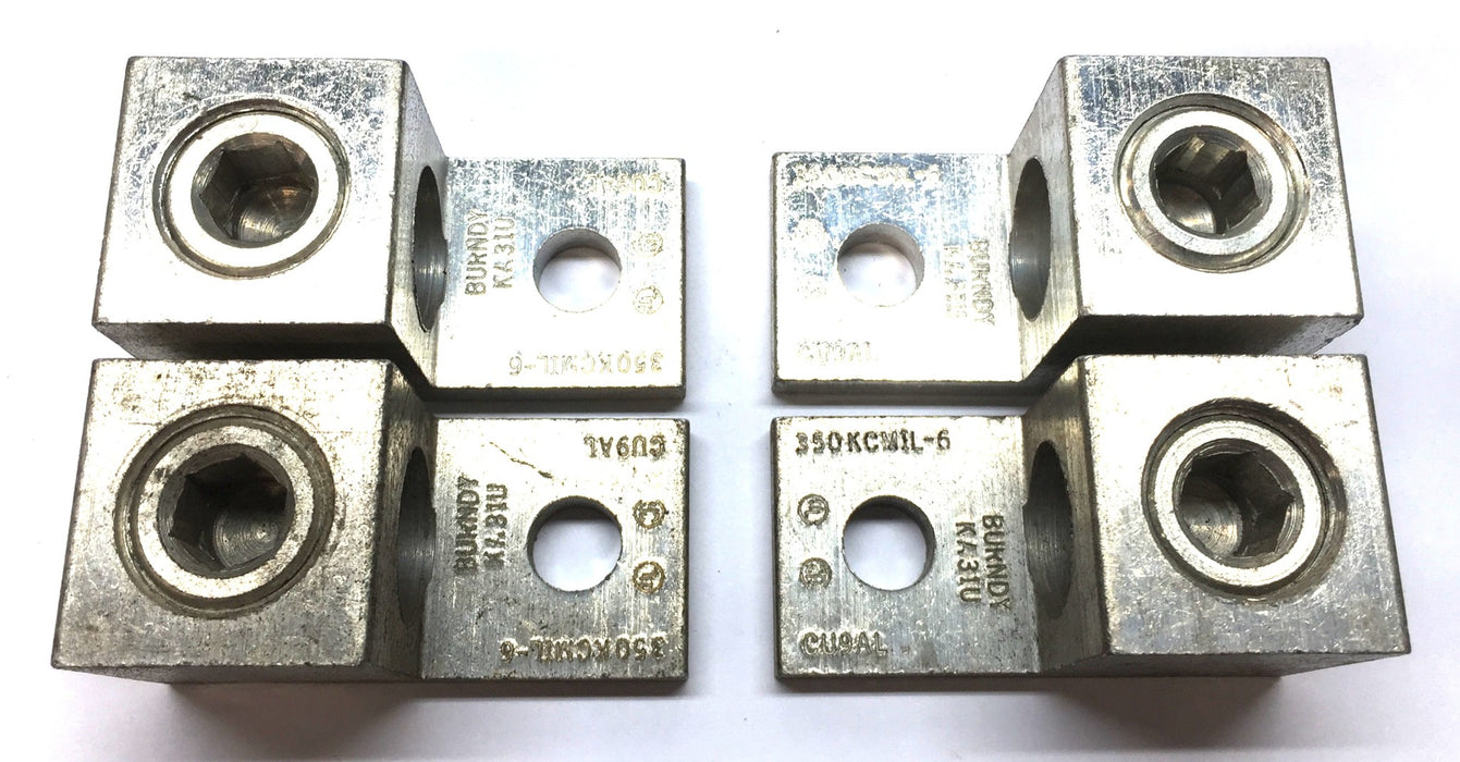 Burndy Connector Terminal Lug KA31-U (350KCMIL-6/CU9AL) [Lot of 4] NOS