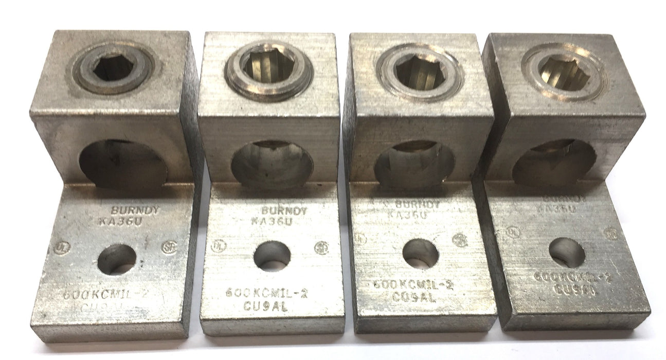 Burndy Connector Terminal Lug KA36-U (600KCMIL-2/CU9AL) [Lot of 4] NOS
