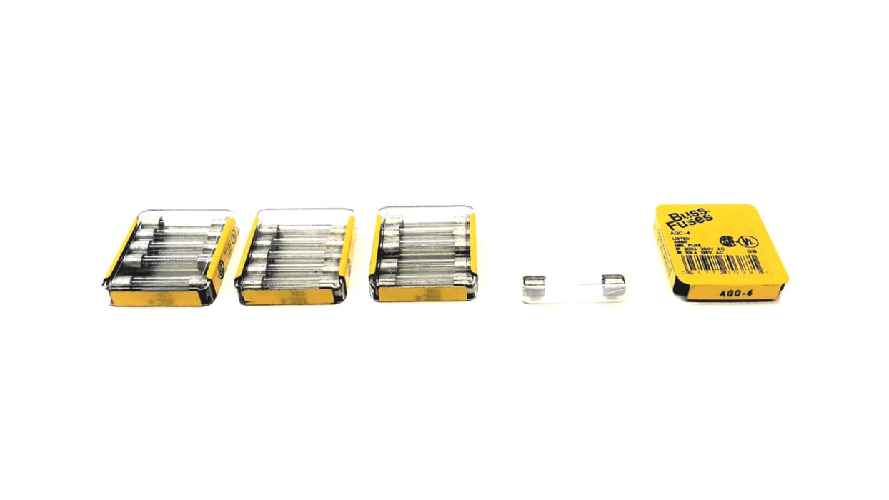 Bussmann 250V Glass Fuse AGC-4A [Lot of 16] NOS