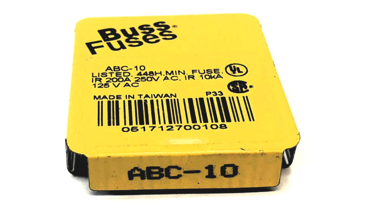 Bussmann 250V Fuse ABC-10A (ABC-10) [Lot of 12] NOS
