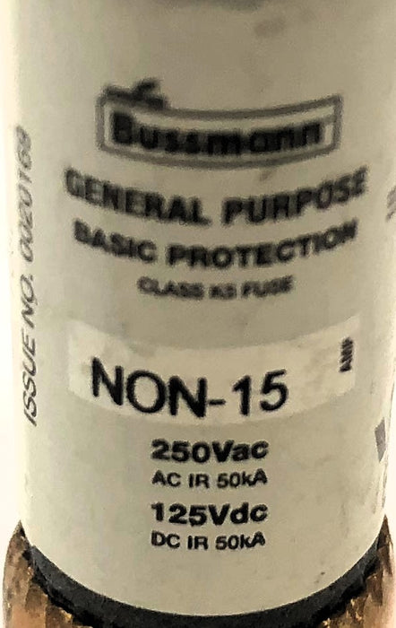 Bussmann 250 VAC 15 Amp Fuse NON-15 [Lot of 13] NOS
