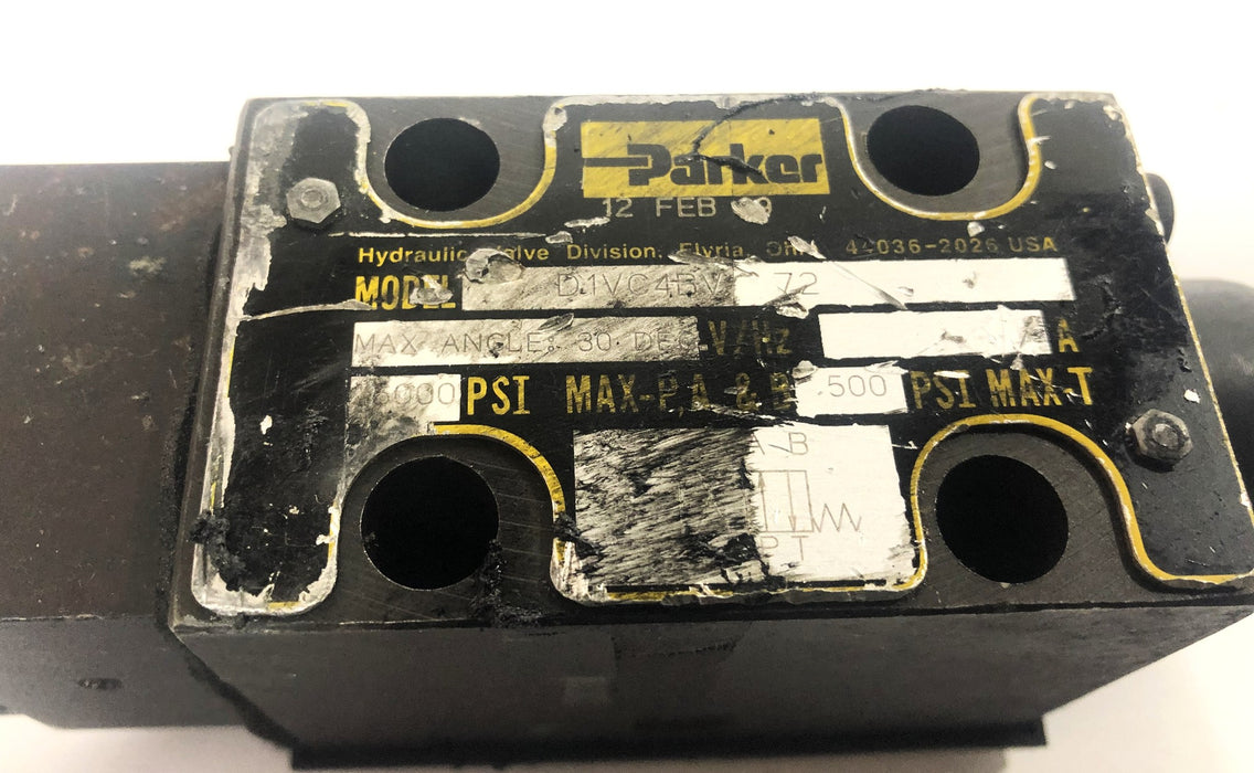 Parker 5000PSI 30 Degree Directional Control Valve D1VC4BV 72 USED