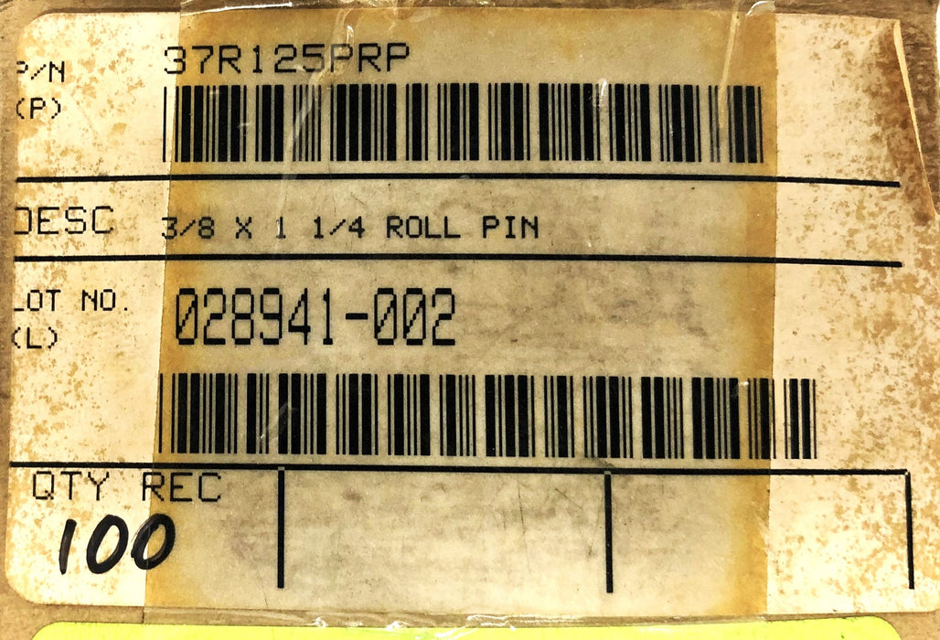 Unbranded 3/8X1-1/4 Inch Spring Pin 37R125PRP [Lot of 70] NOS