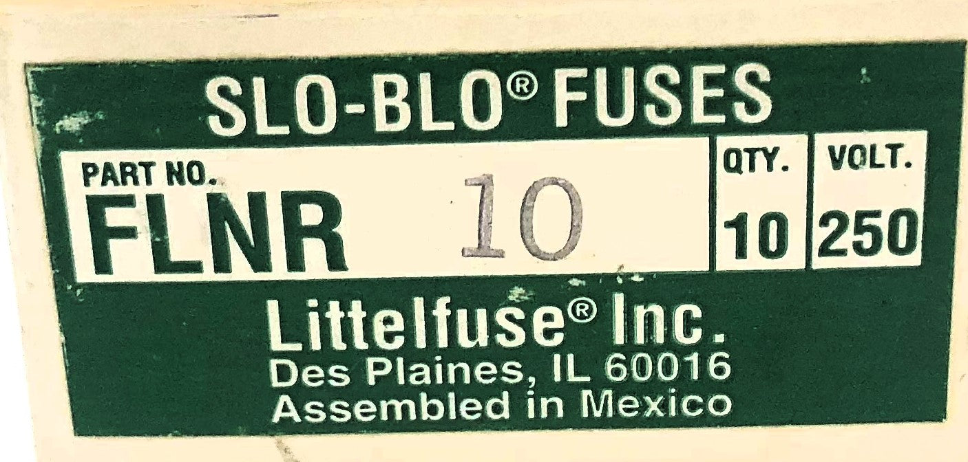 Littelfuse Slo-Blo Box of (10) 250VAC Time-Delay Dual Element Fuse FLNR10 NOS