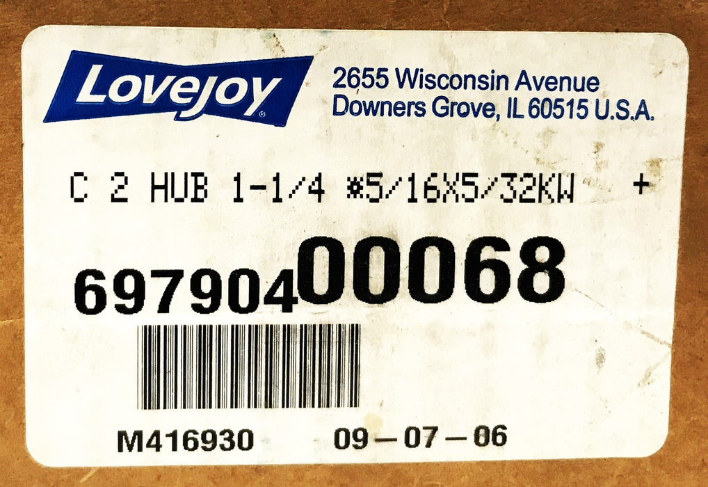 Lovejoy 1-1/4 inch C2 Hub 697904-00068 NOS