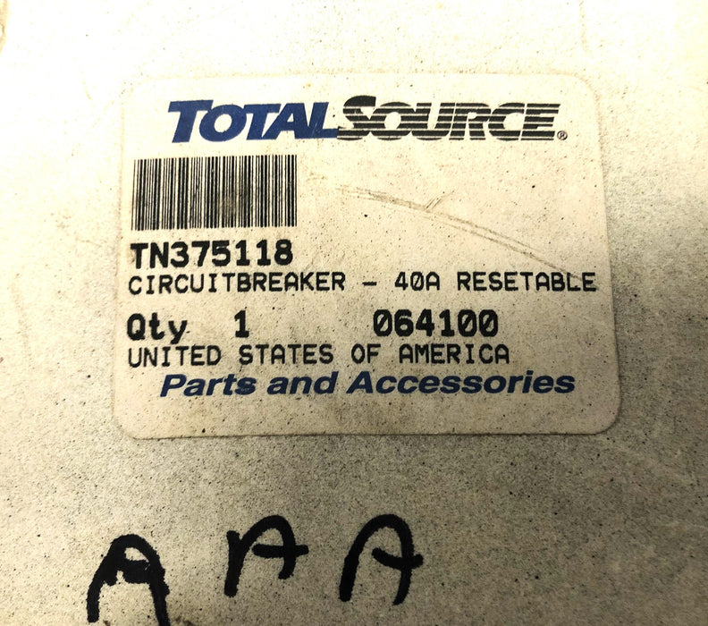 Total Source 40A Resettable Circuit Breaker For Tennant TN375118 NOS