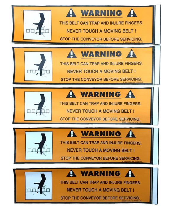 Intralox 11" x 3" Conveyor Belt Safety Warning Sticker 14723-1-IN [Lot of 5] NOS