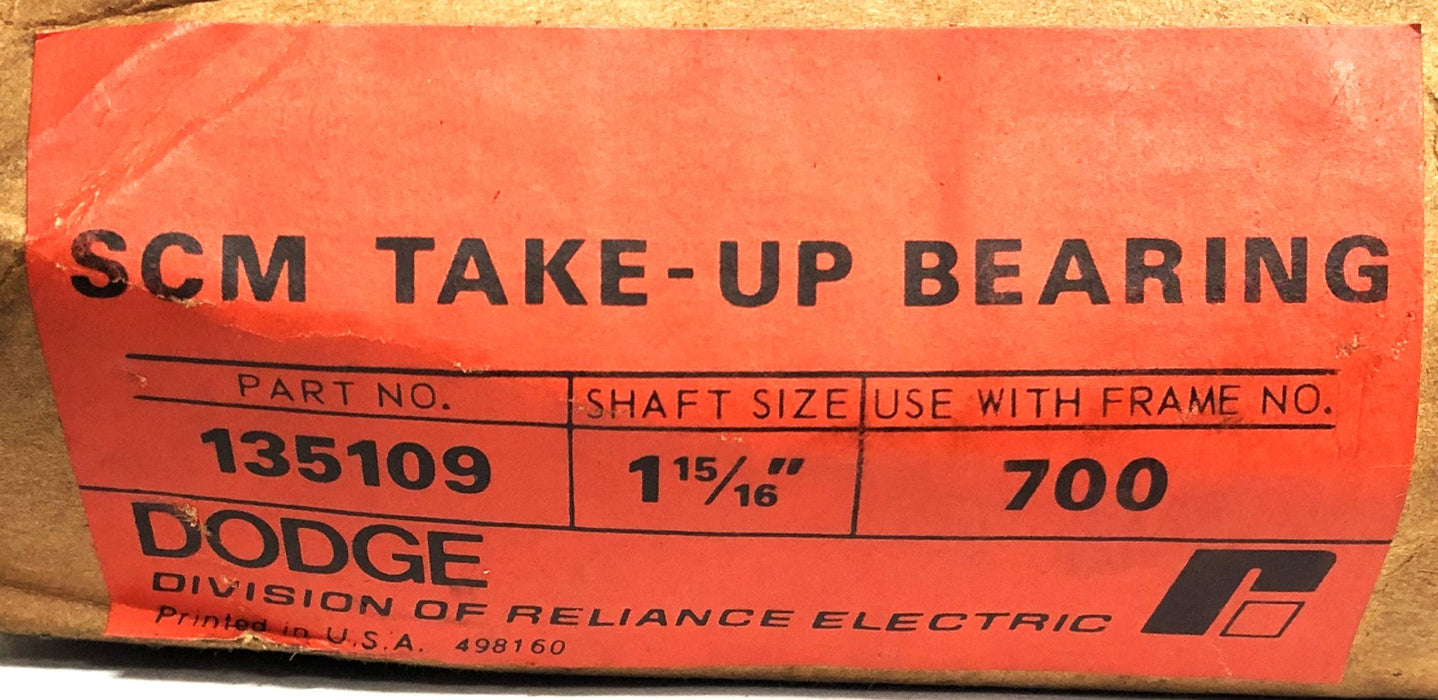 Dodge AA2531 SCM 1-15/16 Inch Take-Up Bearing 135109 (SCM-1 15/16 B) NOS