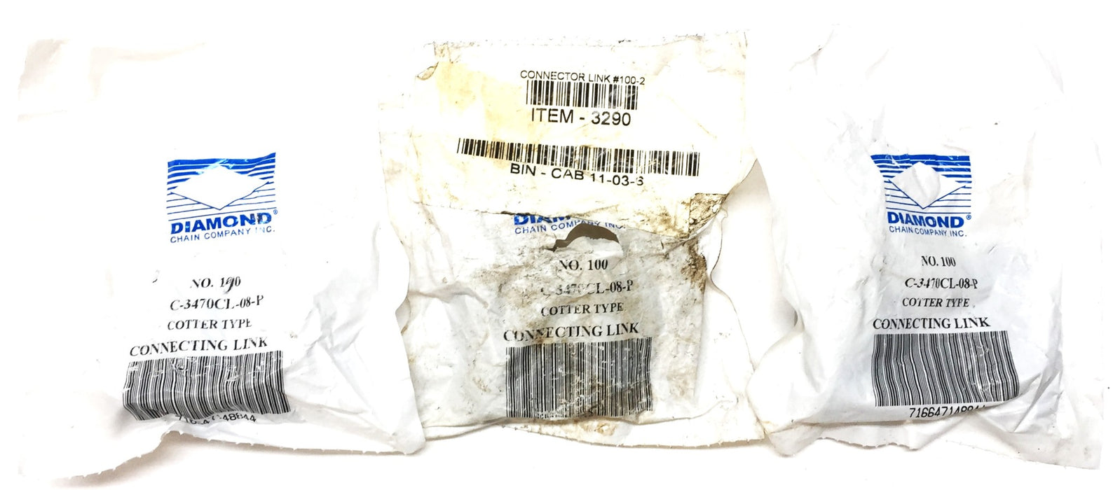 Diamond Chain Co. Cotter Type Connecting Link C-3470CL-08-P [Lot of 3] NOS