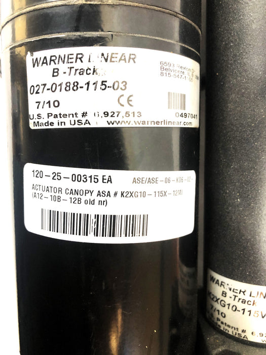 Warner Linear Actuator K2XG10-115V-12 (027-0188-115-03) NOS