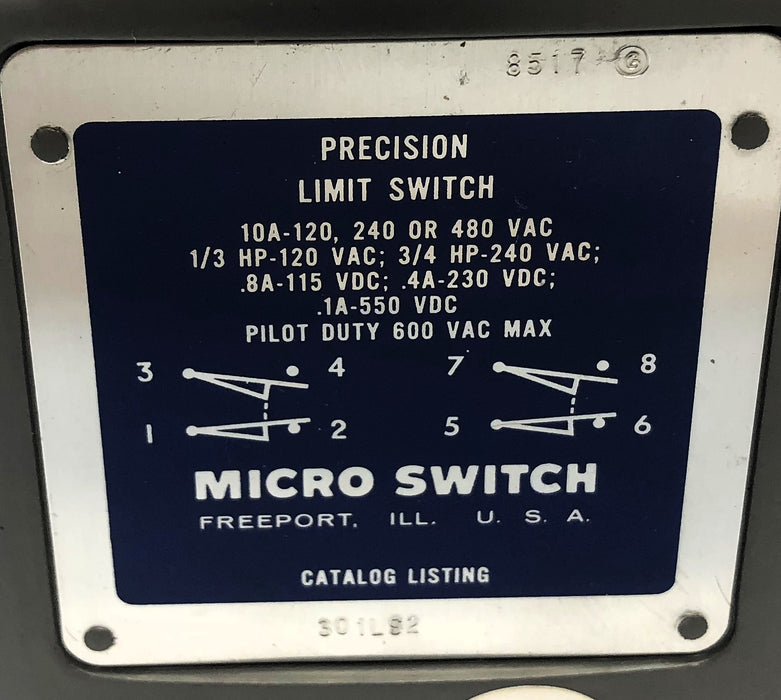 Micro Switch Precision Limit Switch 301LS2 NOS