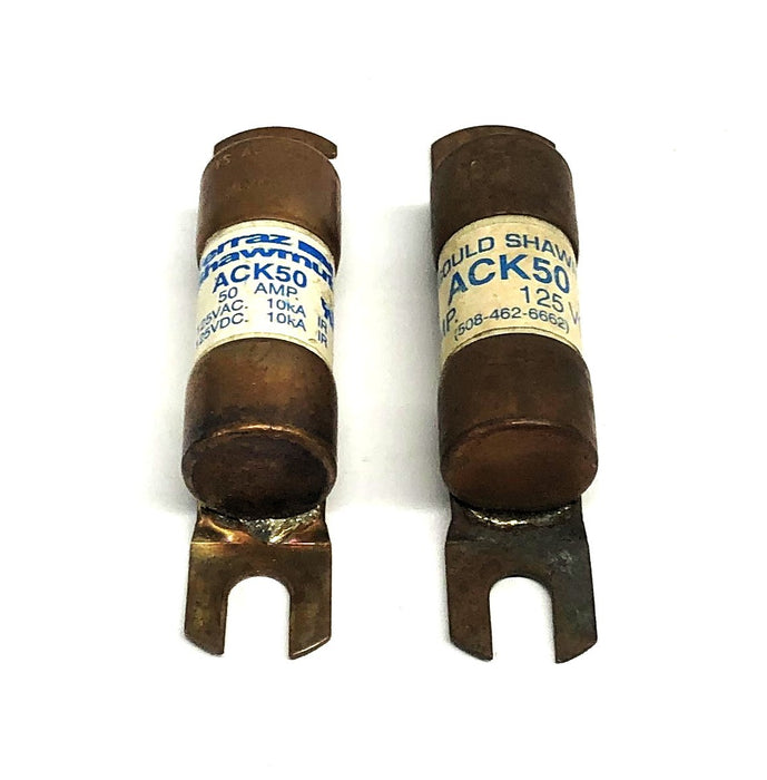 Ferraz Shawmut 50AMP 125V-10kA Fuse ACK50 [Lot of 2] NOS