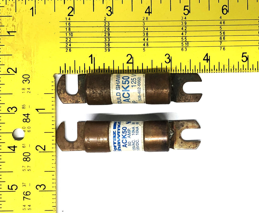 Ferraz Shawmut 50AMP 125V-10kA Fuse ACK50 [Lot of 2] NOS
