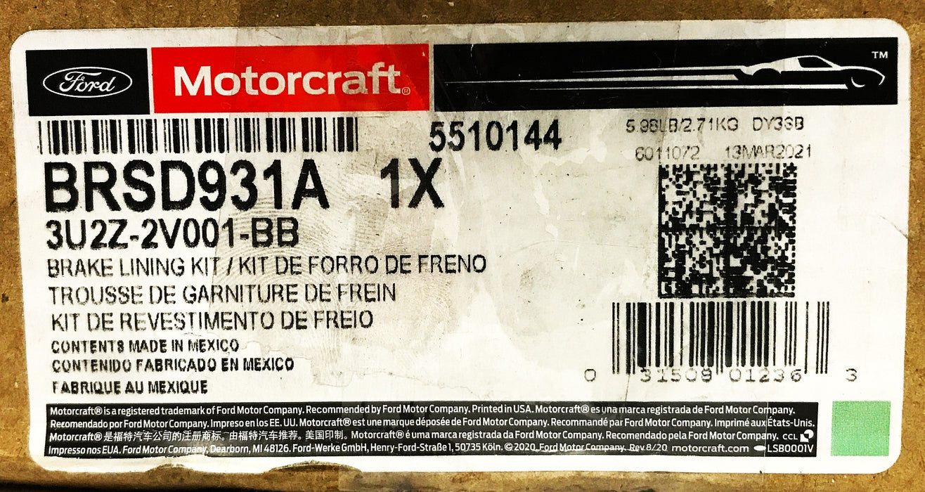 Motorcraft Ford Disc Brake Pad Set BRSD931A NOS