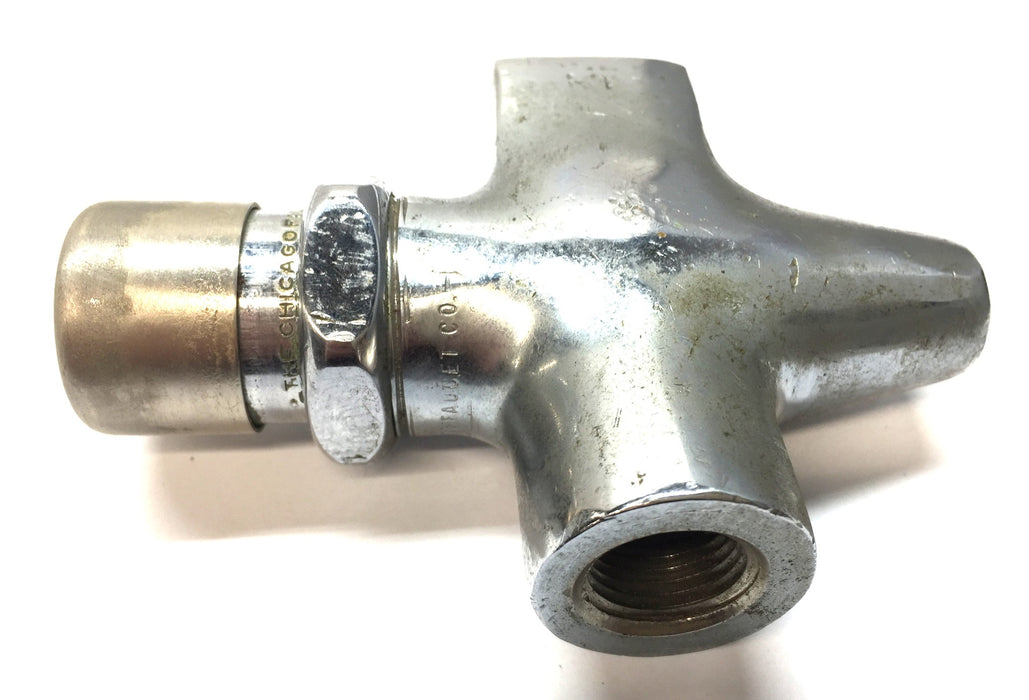 Chicago Faucet Chrome SS Push Button Valve for Urinal 5/8-18 Female Opening USED