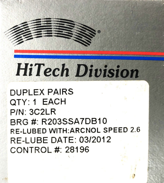 NHBB Ball Bearing Duplex R-203SSKEA7 NOS
