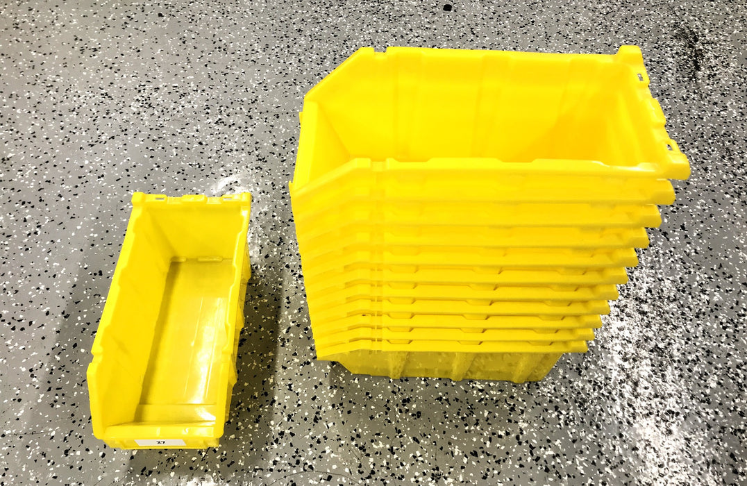Unbranded Approx 15-1/2x7-1/2x6-5/8" Nestable Yellow Bins [Lot of 12] Used