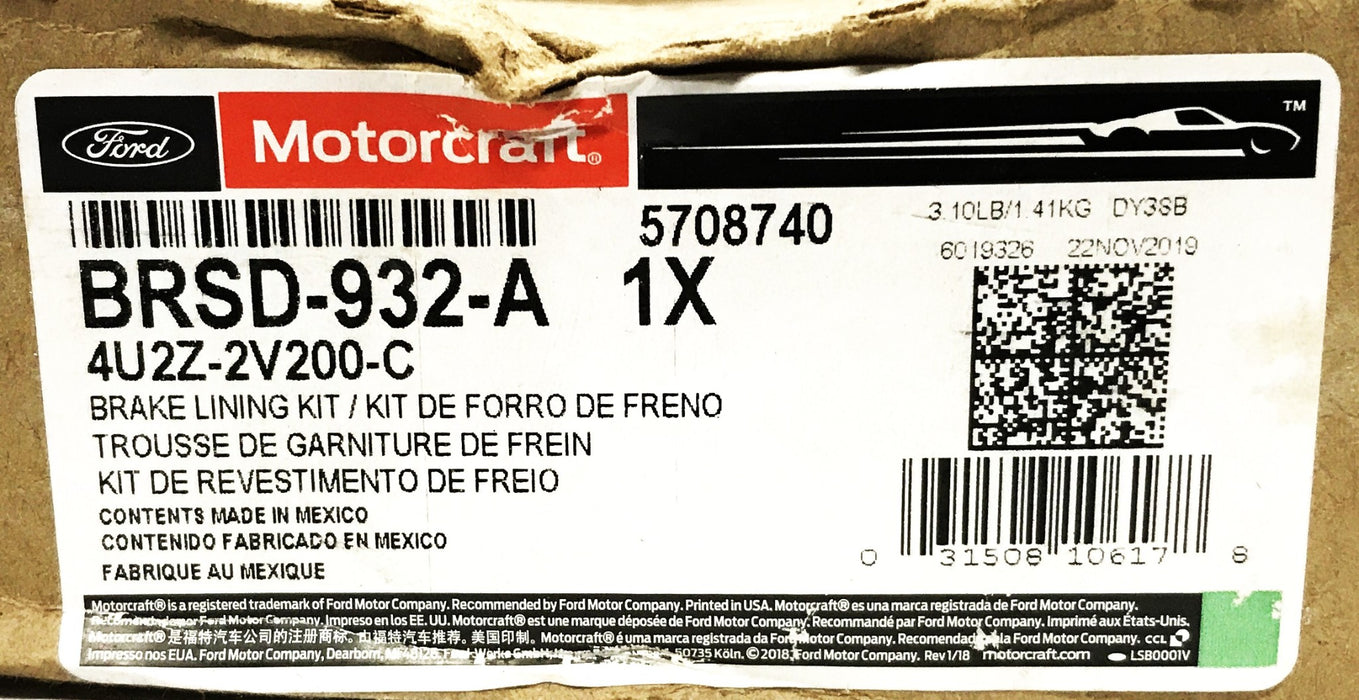 Motorcraft Rear Disc Brake Pad Set BRSD-932-A NOS