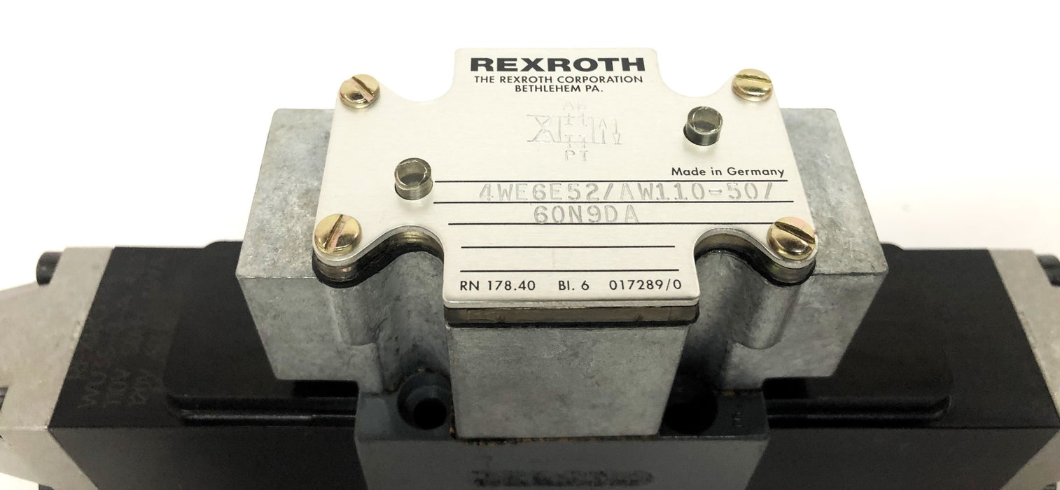 Rexroth Directional Solenoid Valve Assembly 4WE6E52/AW110-50/60N9DA NOS