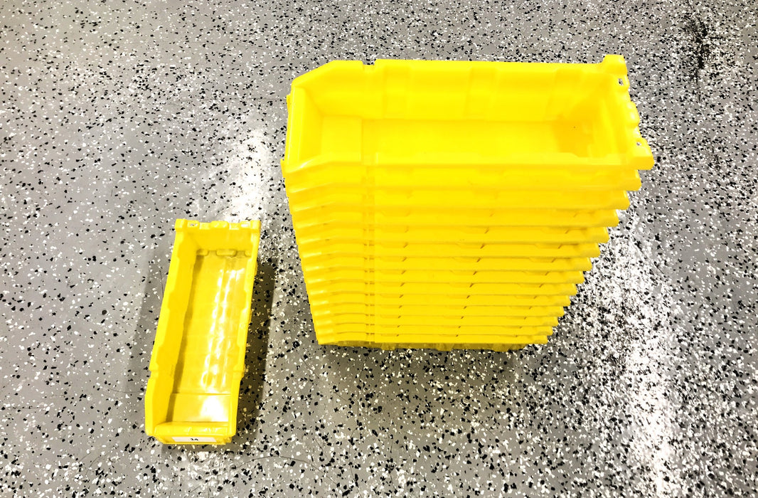 Unbranded Approx 15-1/2 x 6 x 3-3/4" Nestable Yellow Bins [Lot of 15] Used