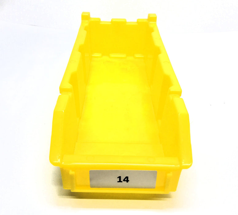 Unbranded Approx 15-1/2 x 6 x 3-3/4" Nestable Yellow Bins [Lot of 15] Used