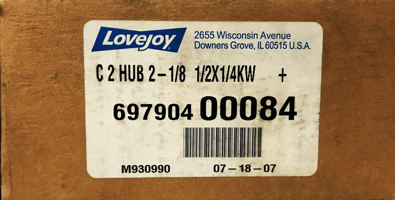 Lovejoy 2-1/8 inch C2 Hub with 1/2 X 1/4 KW 697904-00084 NOS