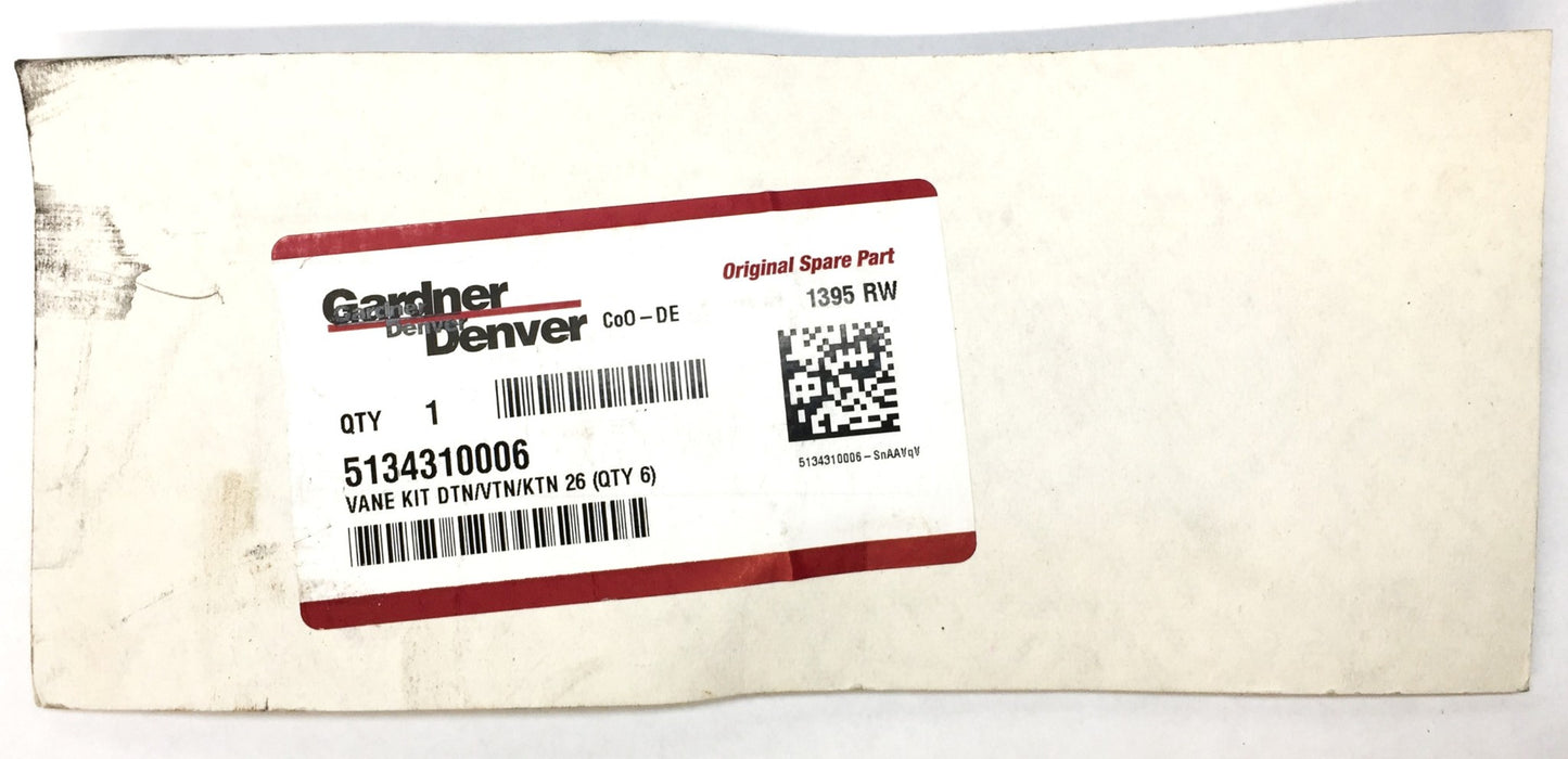 Gardner Denver Vane Kit (6pcs) DTN/VTN/KTN 26 5134310006 NOS