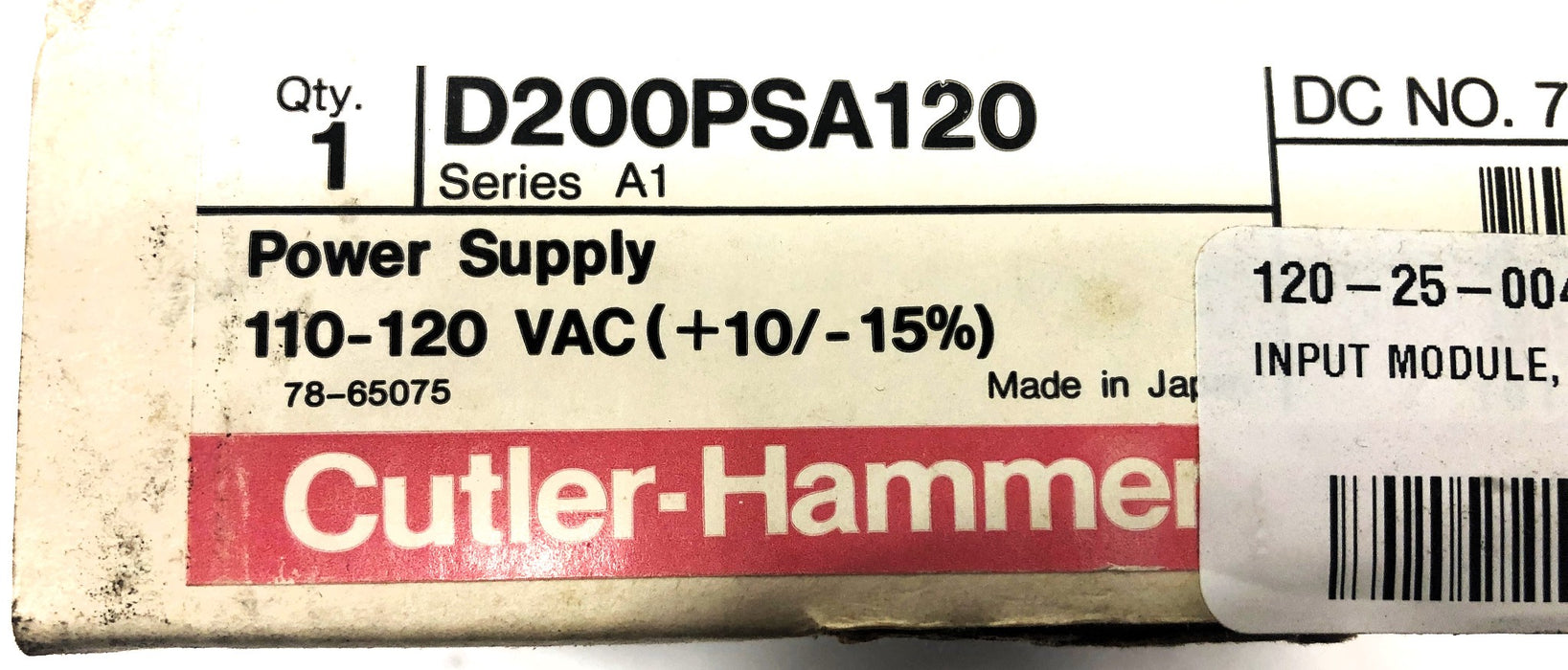 Eaton Cutler-Hammer Series A1 Input Module D200PSA120 NOS